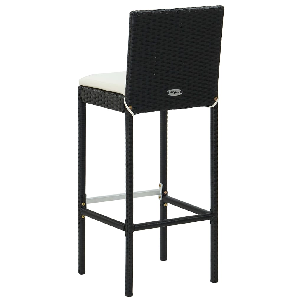 Sgabelli da Bar con Cuscini 2 pz Neri in Polyrattan 313435