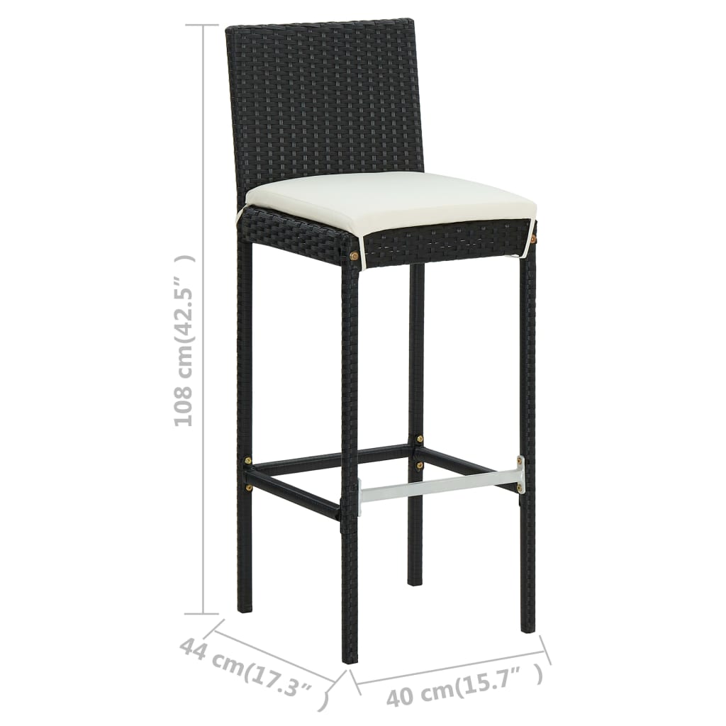 Sgabelli da Bar con Cuscini 2 pz Neri in Polyrattan 313435