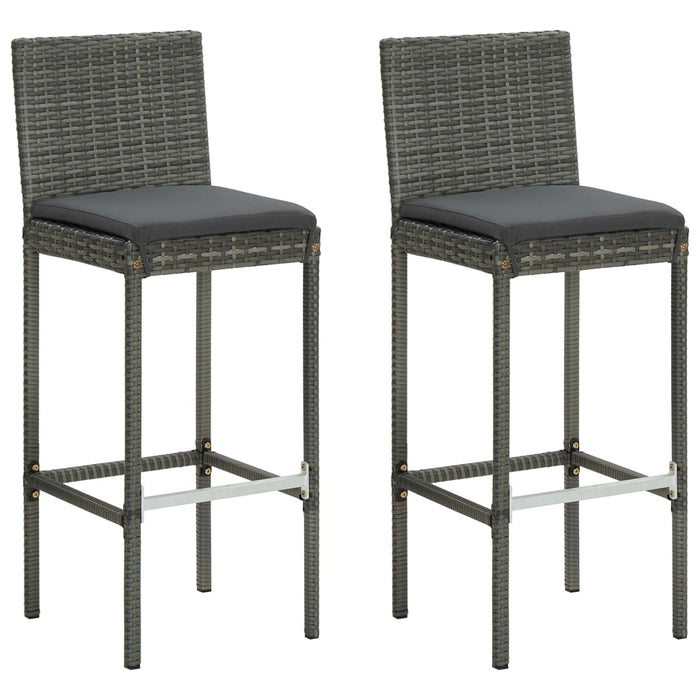 Sgabelli da Bar con Cuscini 2 pz Grigi in Polyrattan 313436