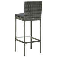 Sgabelli da Bar con Cuscini 2 pz Grigi in Polyrattan 313436