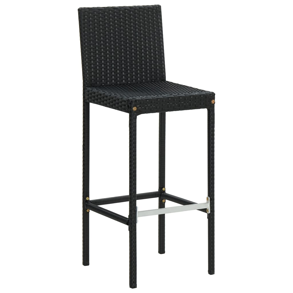 Sgabelli da Bar con Cuscini 4 pz Neri in Polyrattan 313437