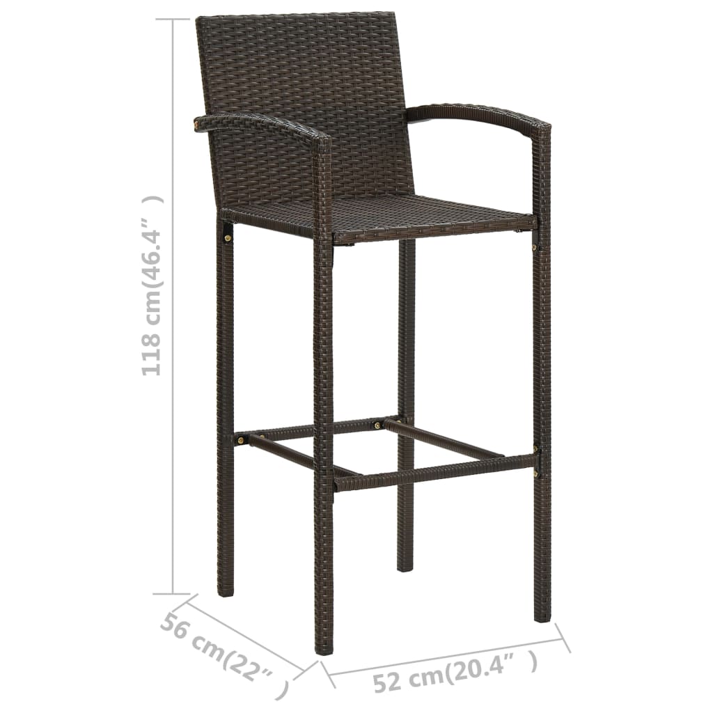 Sgabelli da Bar 2 pz Marroni in Polyrattan 313451