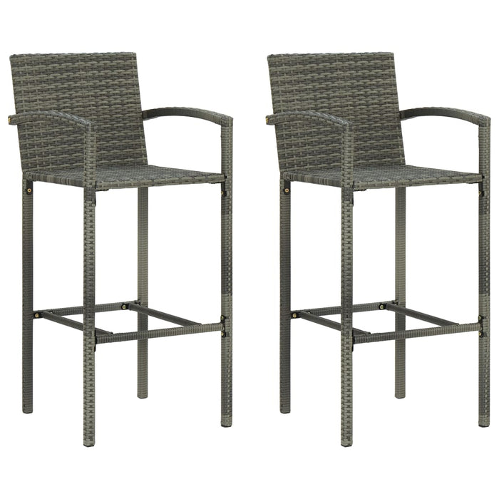 Sgabelli da Bar 2 pz Grigi in Polyrattan cod mxl 75474