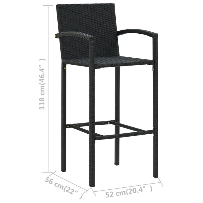 Sgabelli da Bar 4 pz Neri in Polyrattan 313455