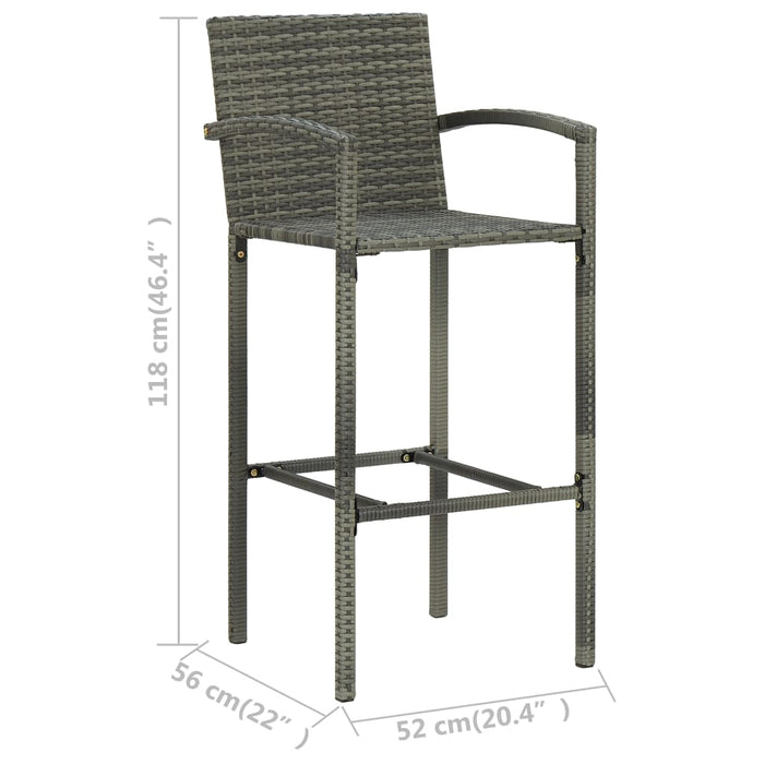 Sgabelli da Bar 4 pz Grigi in Polyrattan 313456