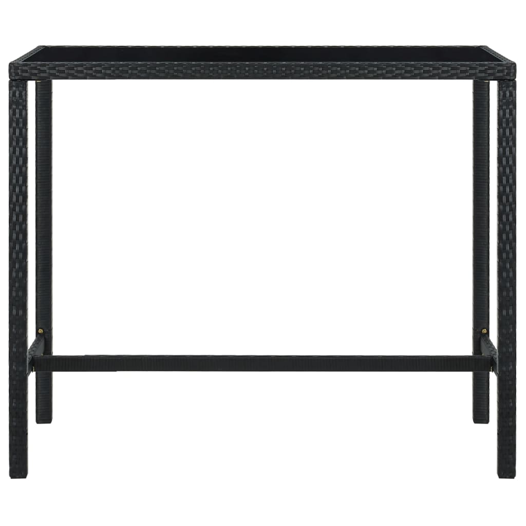 Tavolo da Bar per Esterni Nero 130x60x110 cm Polyrattan e Vetro cod mxl 34113