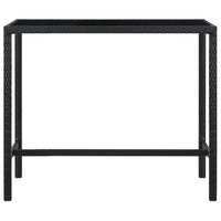 Tavolo da Bar per Esterni Nero 130x60x110 cm Polyrattan e Vetro cod mxl 34113