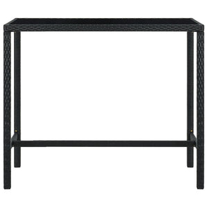 Tavolo da Bar per Esterni Nero 130x60x110 cm Polyrattan e Vetro cod mxl 34113