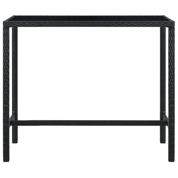 Tavolo da Bar per Esterni Nero 130x60x110 cm Polyrattan e Vetro cod mxl 34113