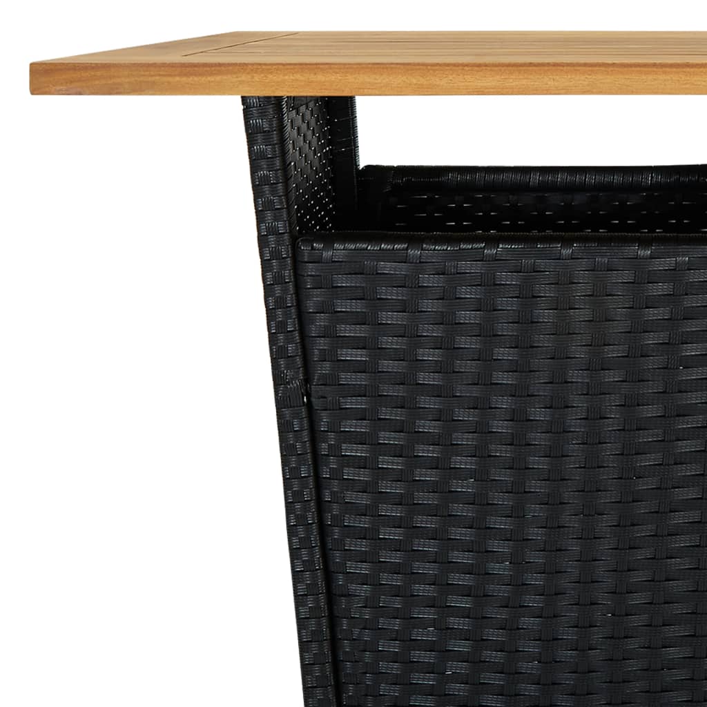 Tavolino da Tè Nero 60x60x110 cm Polyrattan e Massello Acacia cod mxl 34384