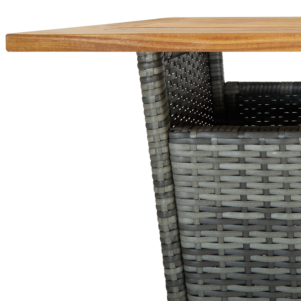 Tavolino da Tè Grigio 60x60x110 cm Polyrattan e Massello Acacia cod mxl 34178