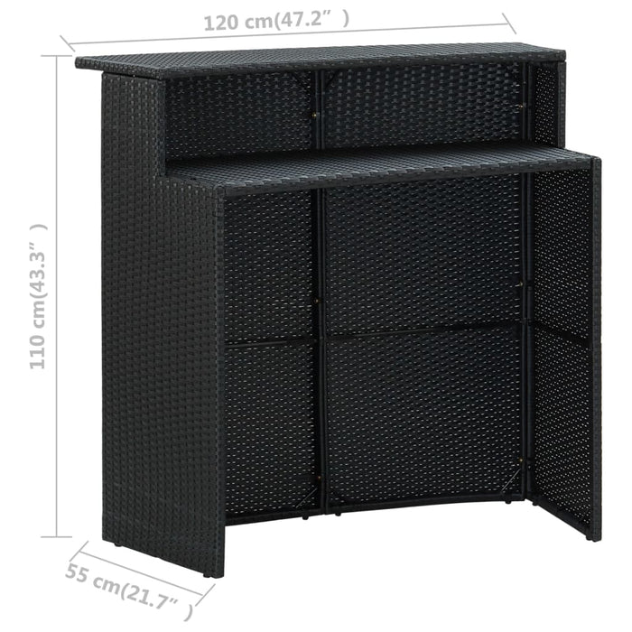 Tavolo da Bar per Esterni Nero 120x55x110 cm in Polyrattan cod mxl 34485