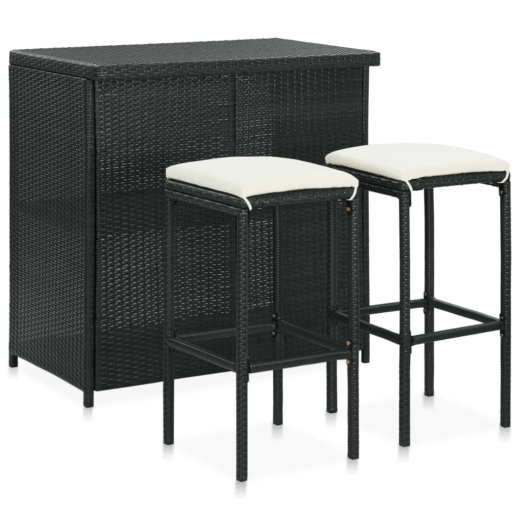 Set da Bar 3 pz in Polyrattan Nero 313471