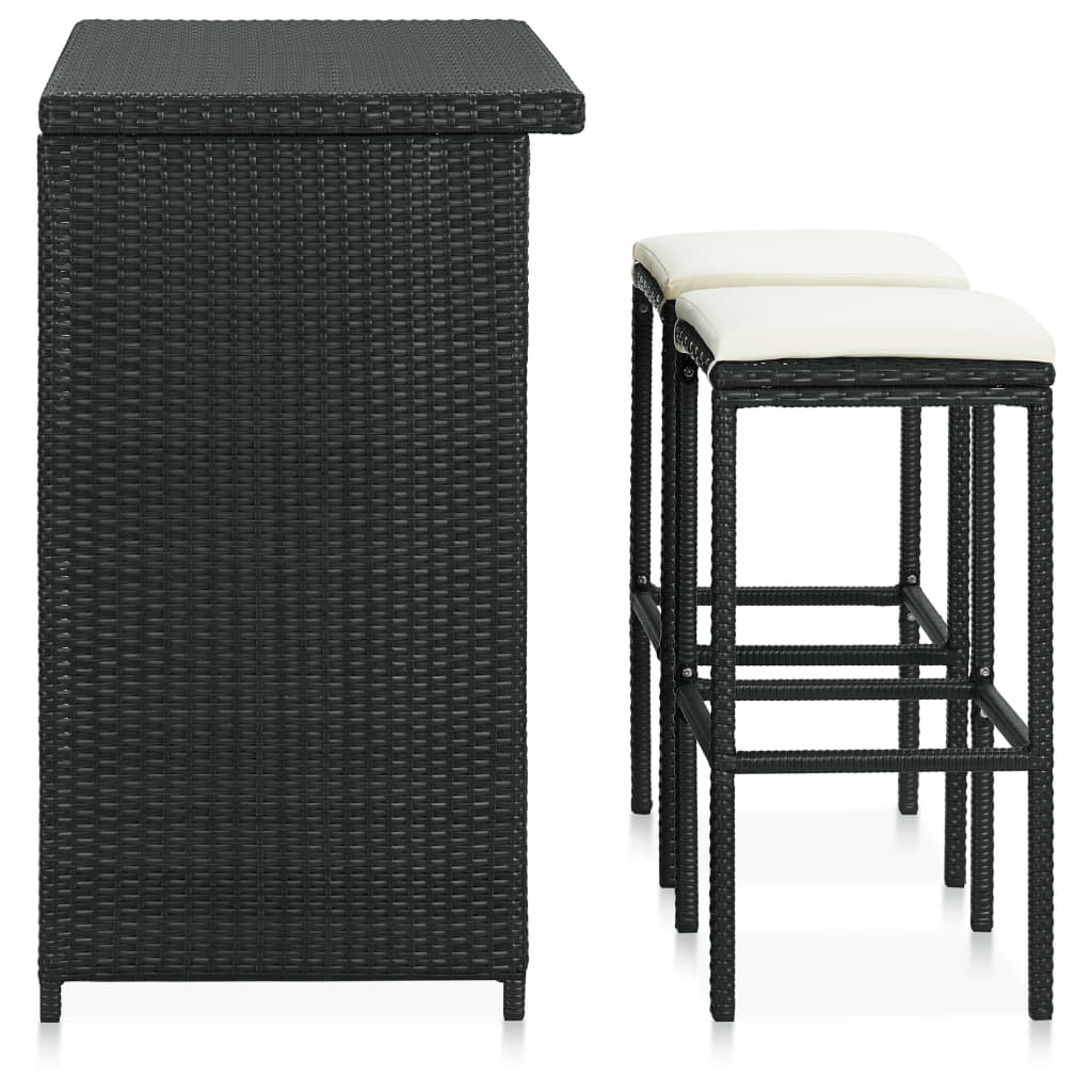 Set da Bar 3 pz in Polyrattan Nero cod mxl 25965