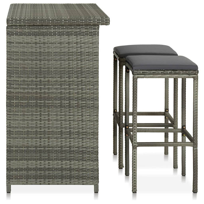 Set da Bar 3 pz in Polyrattan Grigio cod mxl 17058