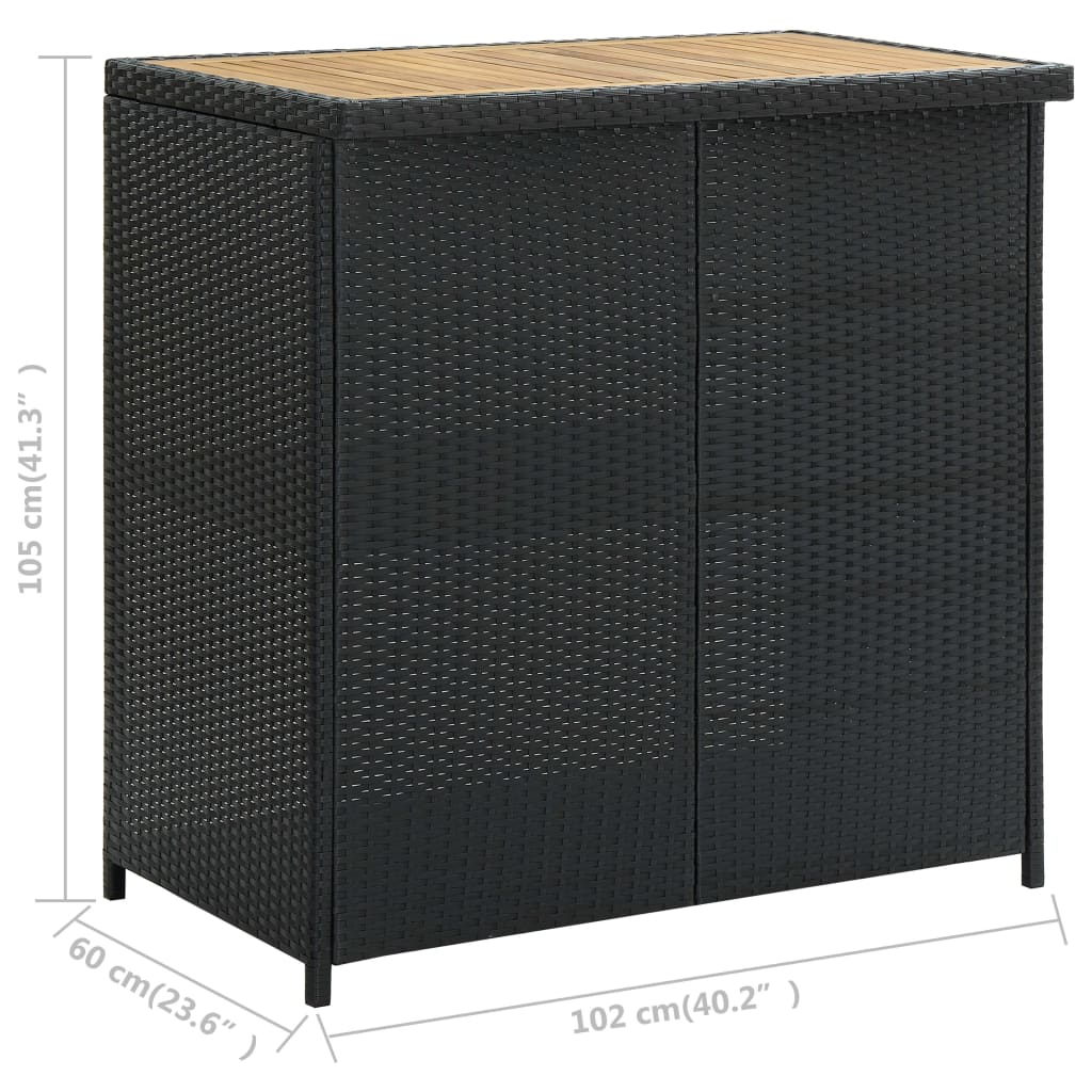 Set da Bar 3 pz in Polyrattan Nero 313473