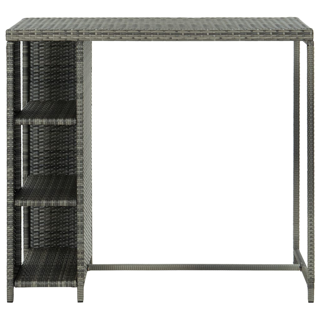 Tavolo da Bar con Ripiani Grigio 120x60x110 cm in Polyrattan cod mxl 15933