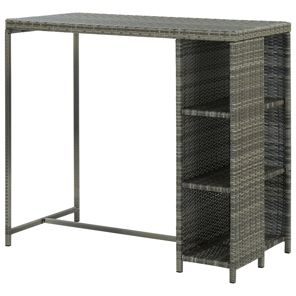 Tavolo da Bar con Ripiani Grigio 120x60x110 cm in Polyrattan cod mxl 15933