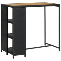 Tavolo da Bar con Ripiani Nero 120x60x110 cm in Polyrattan cod mxl 15266