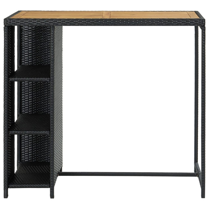 Tavolo da Bar con Ripiani Nero 120x60x110 cm in Polyrattan cod mxl 15266