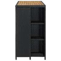 Tavolo da Bar con Ripiani Nero 120x60x110 cm in Polyrattan cod mxl 15266