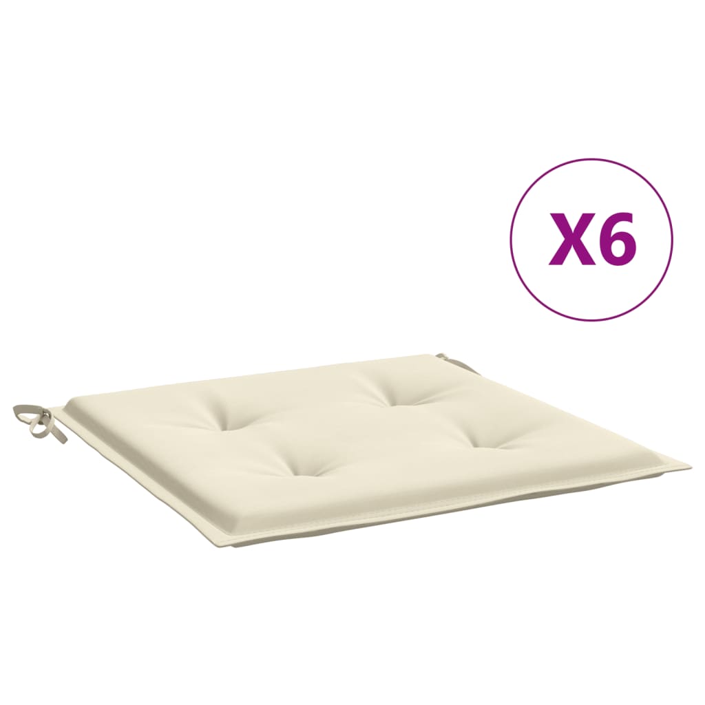 Cuscini per Sedie da Giardino 6 pz Crema 40x40x3 cm in Tessuto cod mxl 68147