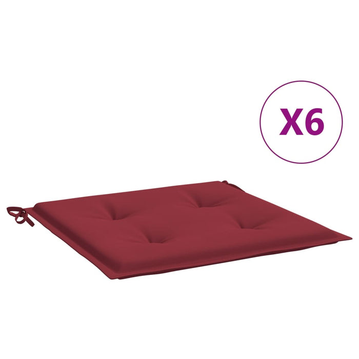 Cuscini Sedie da Giardino 6 pz Rosso Vino 40x40x3 cm in Tessuto cod mxl 54849