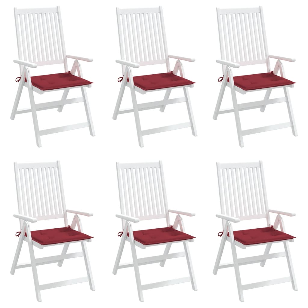 Cuscini Sedie da Giardino 6 pz Rosso Vino 40x40x3 cm in Tessuto cod mxl 54849