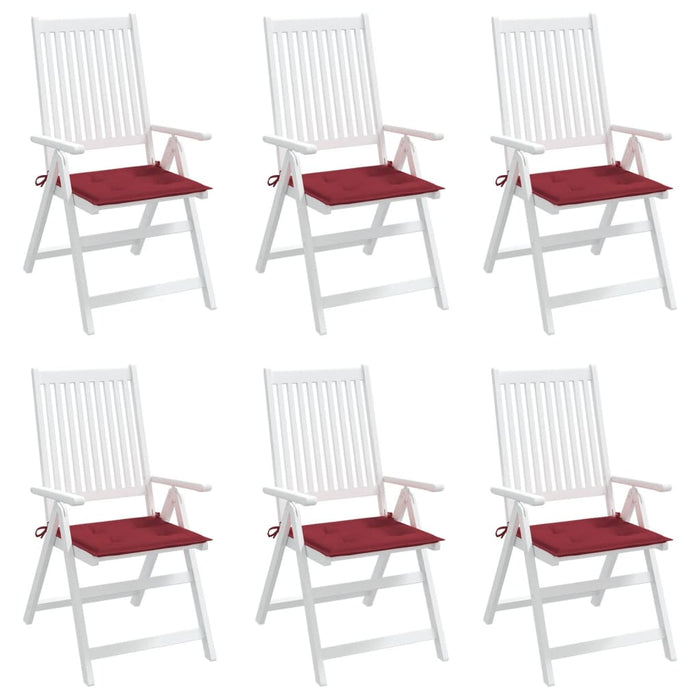 Cuscini Sedie da Giardino 6 pz Rosso Vino 40x40x3 cm in Tessuto cod mxl 54849