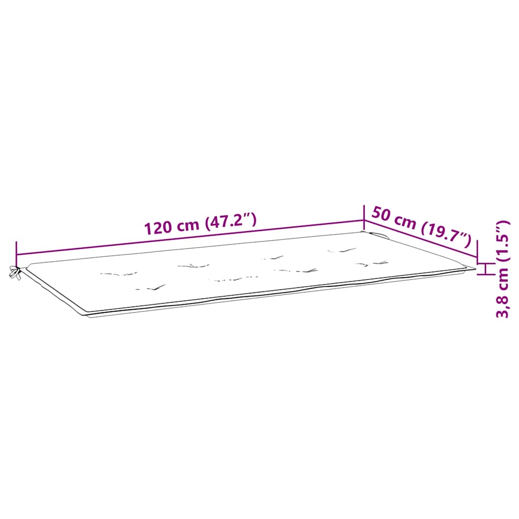 Cuscino per Panca a Quadri Grigi 120x50x3 cm Tessuto Oxford 314085