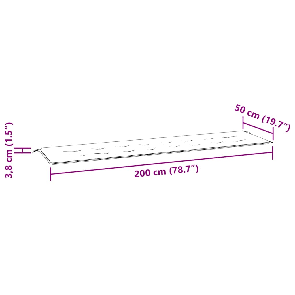 Cuscino per Panca Blu Reale 200x50x3 cm in Tessuto Oxford 314099