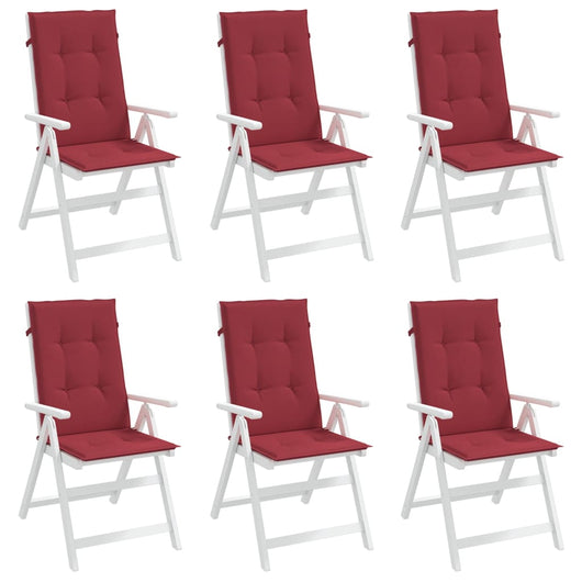 Cuscini per Sedie da Giardino 6 pz Rosso Vino 120x50x3 cm cod mxl 45836