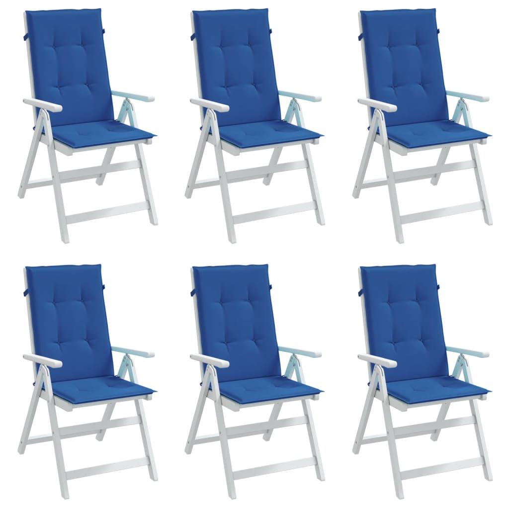 Cuscini per Sedie 6 pz Blu Reale 120x50x3 cm in Tessuto 314118