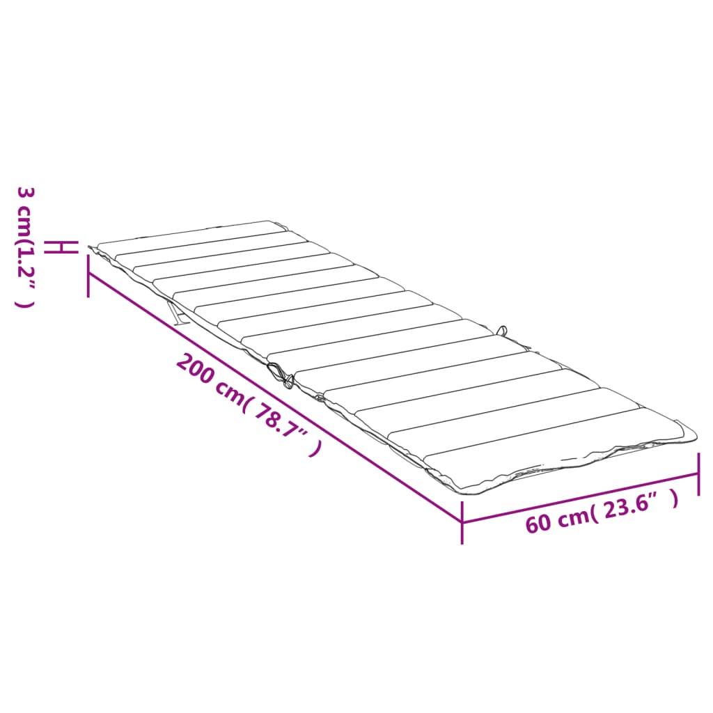 Cuscino per Lettino Antracite 200x60x3 cm in Tessuto Oxford 314203