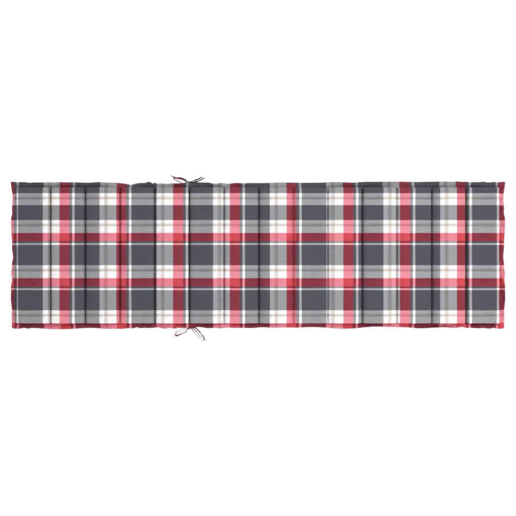 Cuscino per Lettino a Quadri Rossi 200x60x3 cm Tessuto Oxford 314216