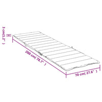 Cuscino per Lettino a Quadri Grigi 200x70x3cm Tessuto Oxford 314232