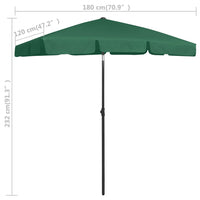 Ombrellone da Spiaggia Verde 180x120 cm 314720