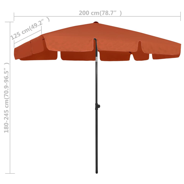 Ombrellone da Spiaggia Terracotta 200x125 cm  cod mxl 17192