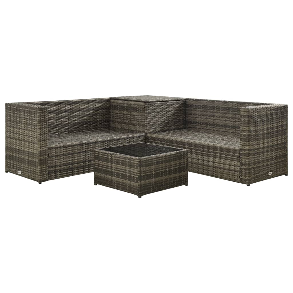 Set Divani da Giardino 4 pz con Cuscini in Polyrattan Grigio cod mxl 37772