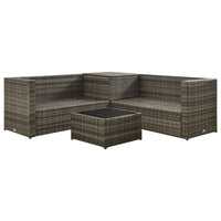 Set Divani da Giardino 4 pz con Cuscini in Polyrattan Grigio cod mxl 37772