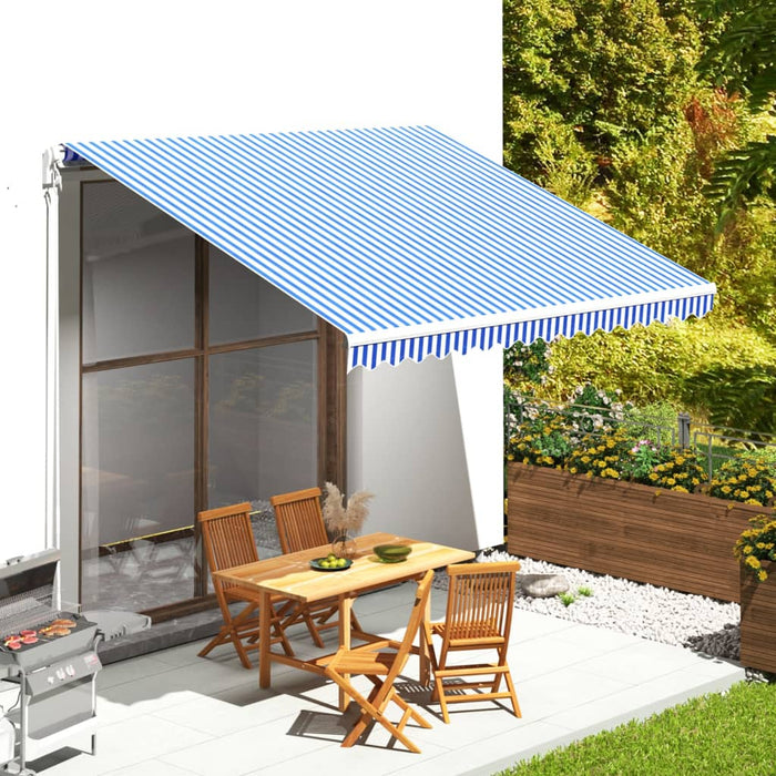 Tessuto di Ricambio per Tenda da Sole Blu e Bianco 4x3,5 m 311918