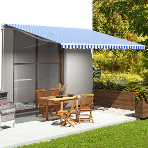 Tessuto di Ricambio per Tenda da Sole Blu e Bianco 5x3,5 m 311922