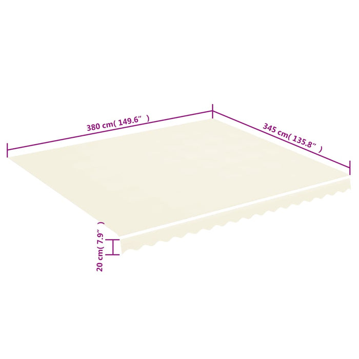 Tessuto di Ricambio per Tenda da Sole Crema 4x3,5 m