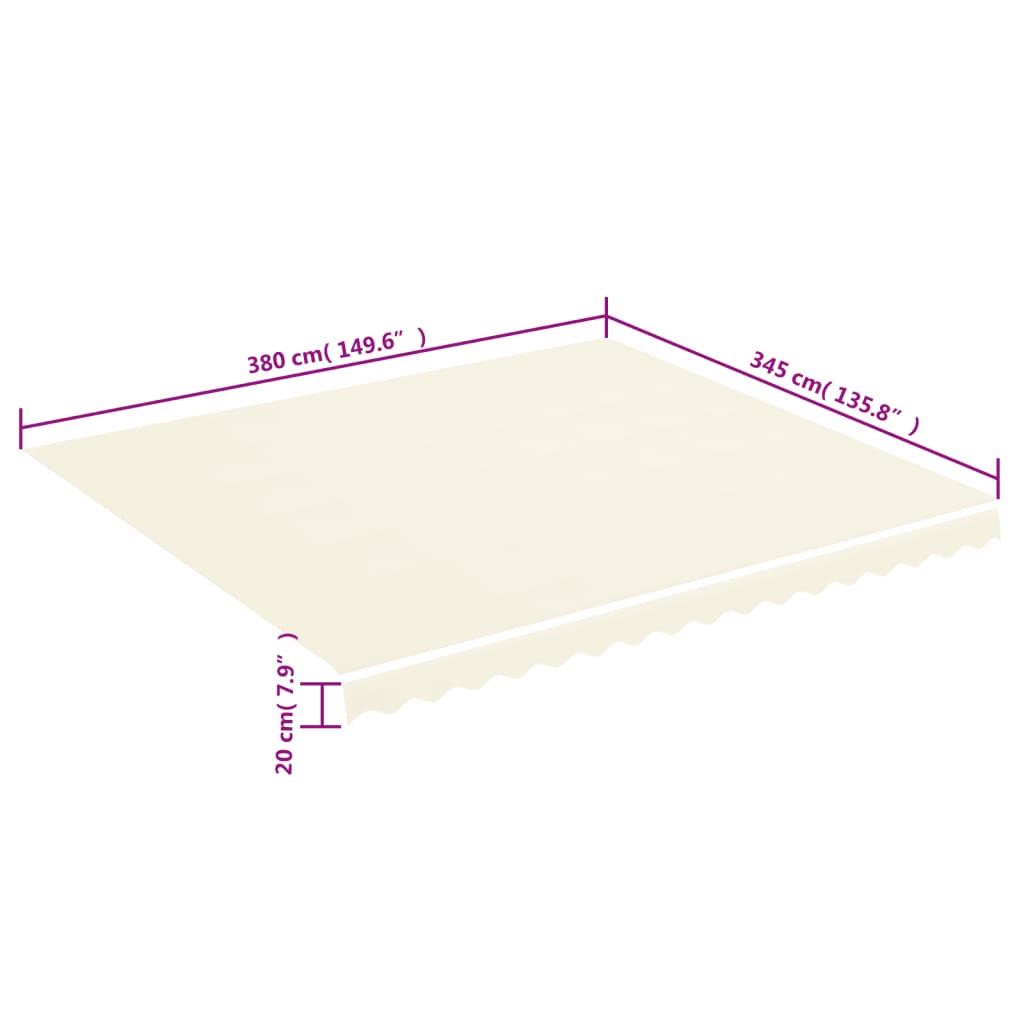 Tessuto di Ricambio per Tenda da Sole Crema 4x3,5 m 311928