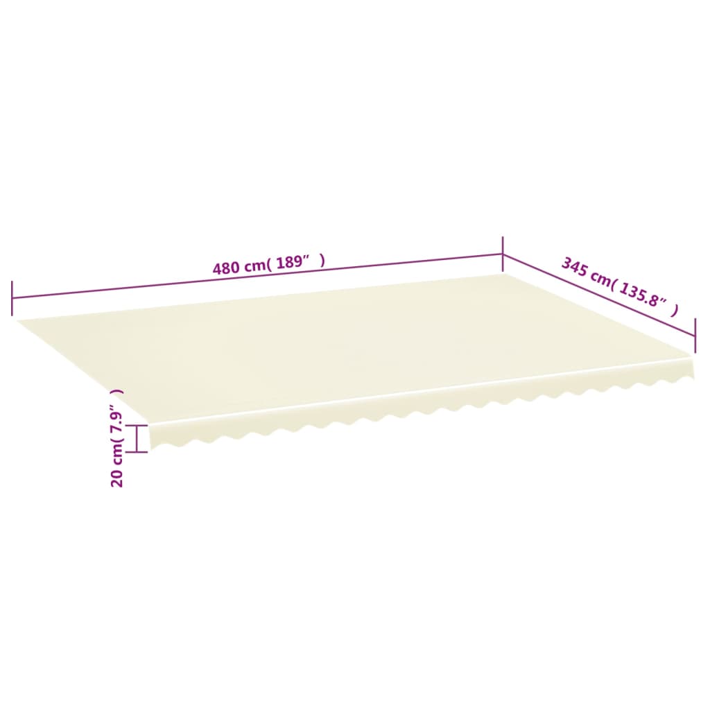 Tessuto di Ricambio per Tenda da Sole Crema 5x3,5 m cod mxl 9159