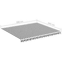 Tessuto di Ricambio per Tenda da Sole Antracite e Bianco 4x3,5m cod mxl 65756