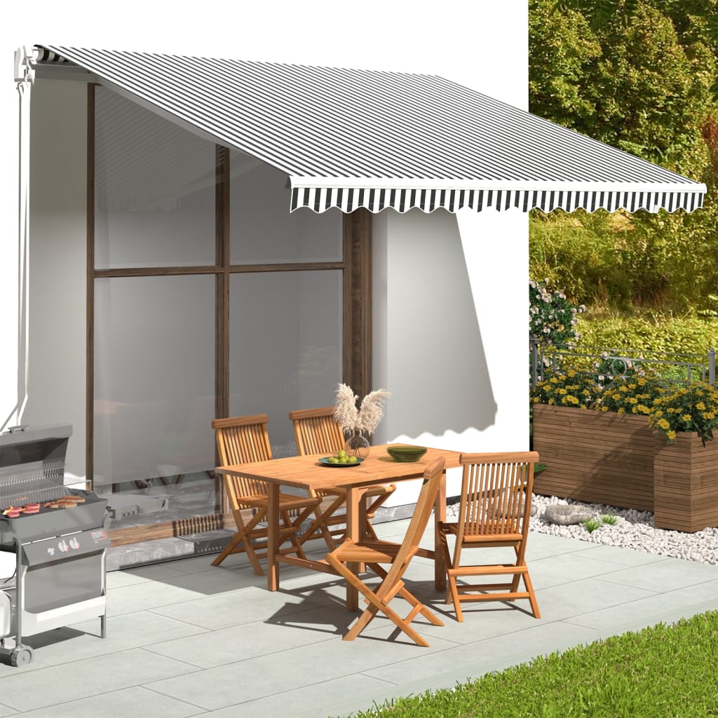 Tessuto di Ricambio per Tenda da Sole Antracite e Bianco 4x3,5m cod mxl 65756