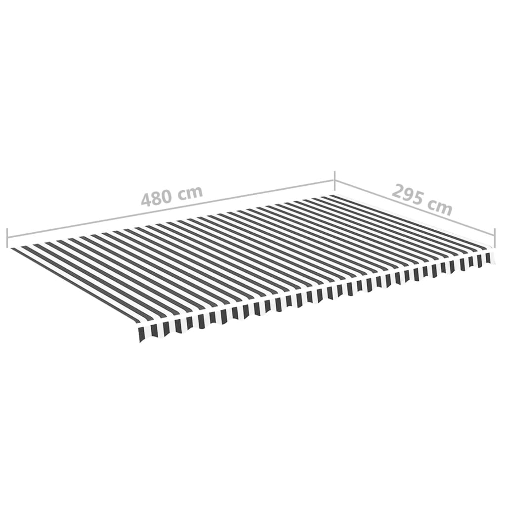 Tessuto di Ricambio per Tenda da Sole Antracite e Bianco 5x3 m