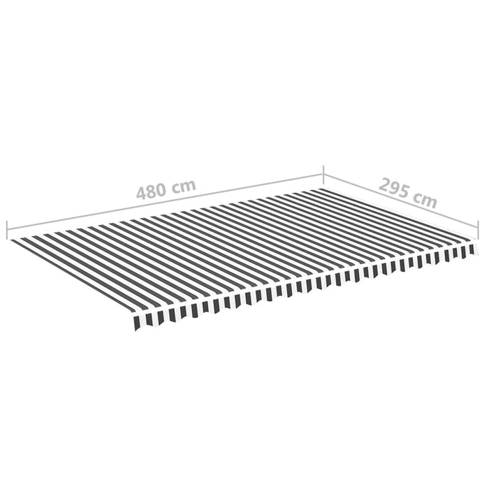 Tessuto di Ricambio per Tenda da Sole Antracite e Bianco 5x3 m