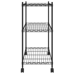 Scaffale a 3 Livelli con Ruote 60x35x81 cm Nero 150 kg